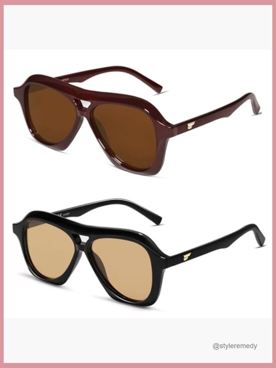 Retro 70s Square Aviator Sunglasses Polarized UV400 Protection main image 5